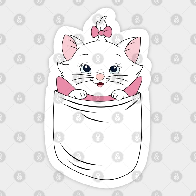 A cat in a pocket Sticker by Nykos